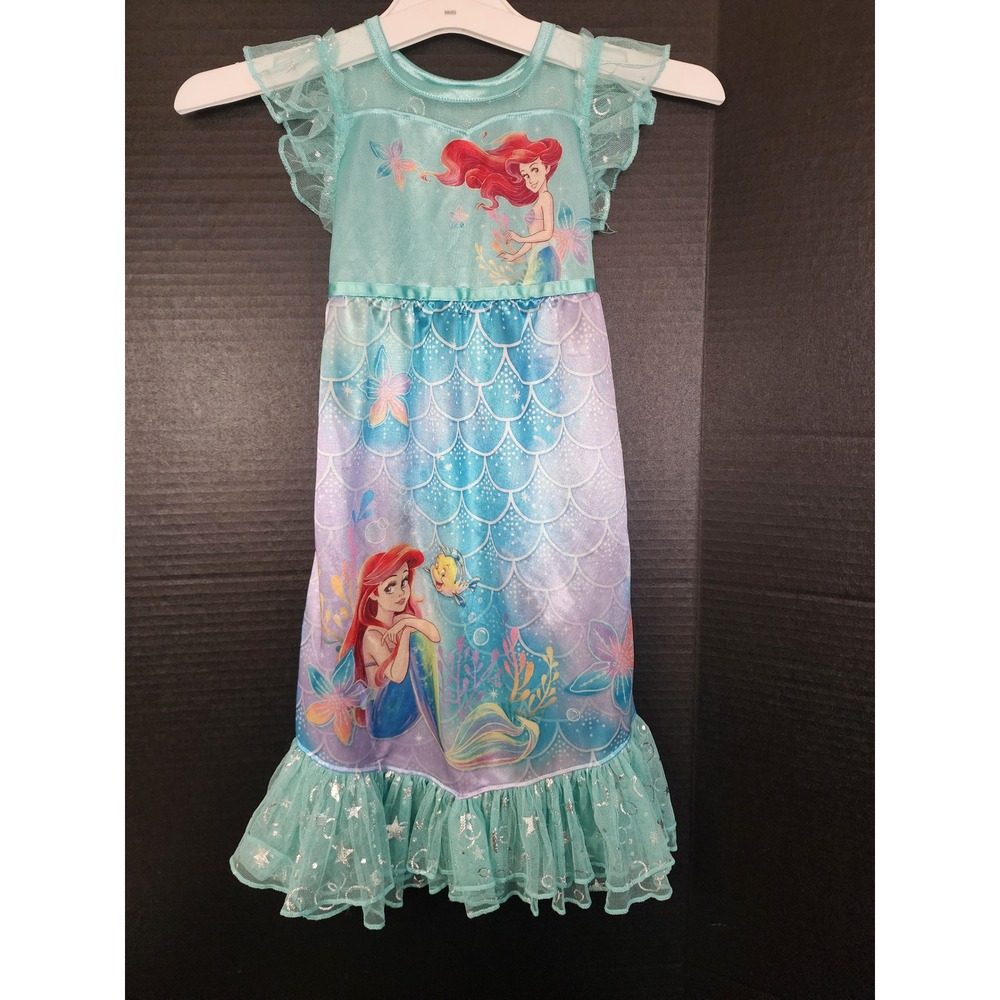 Disney Princess Ariel The Little Mermaid Nightgown 3T Teal Purple Sleepwear